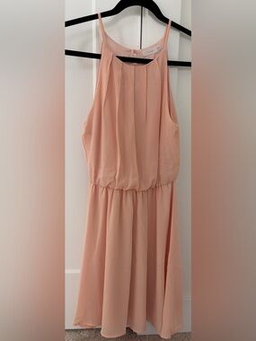 Lush Soft Blush Sleeveless Pleated Dress